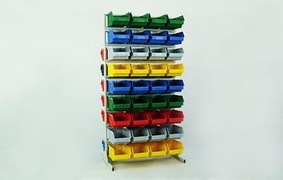 regał na pojemniki warsztatowe - dwustronny