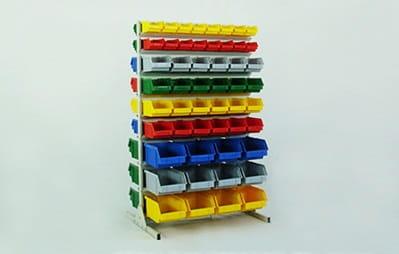 regał na pojemniki warsztatowe - dwustronne